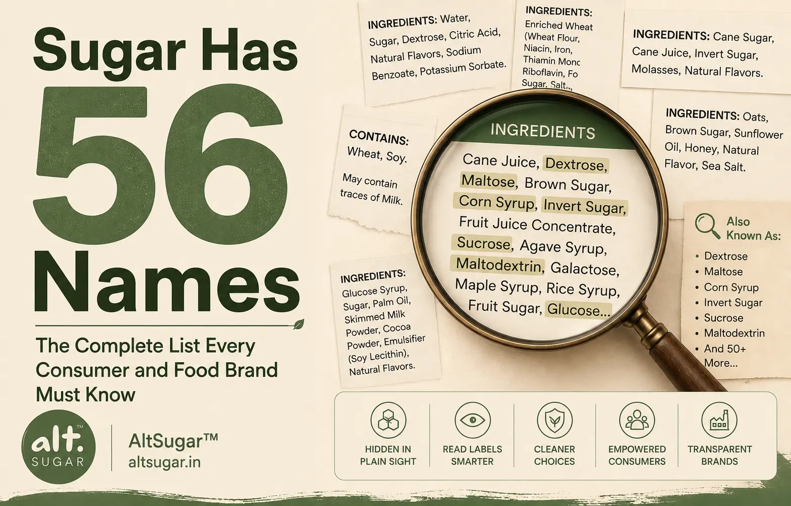 Sugar Has 56 Names: The Complete List Every Consumer and Food Brand Must Know | AltSugar™
