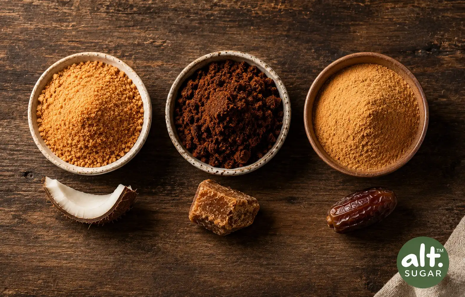Coconut sugar vs jaggery vs date powder — honest comparison guide | AltSugar™