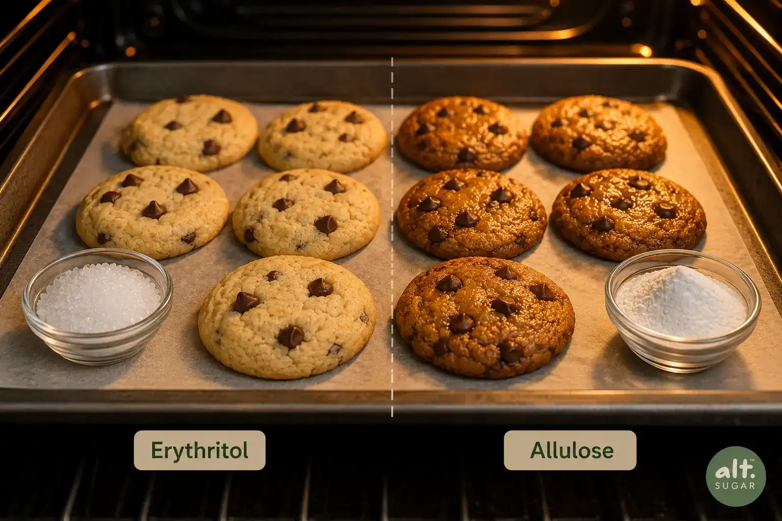 Erythritol and allulose sugar substitute baking comparison