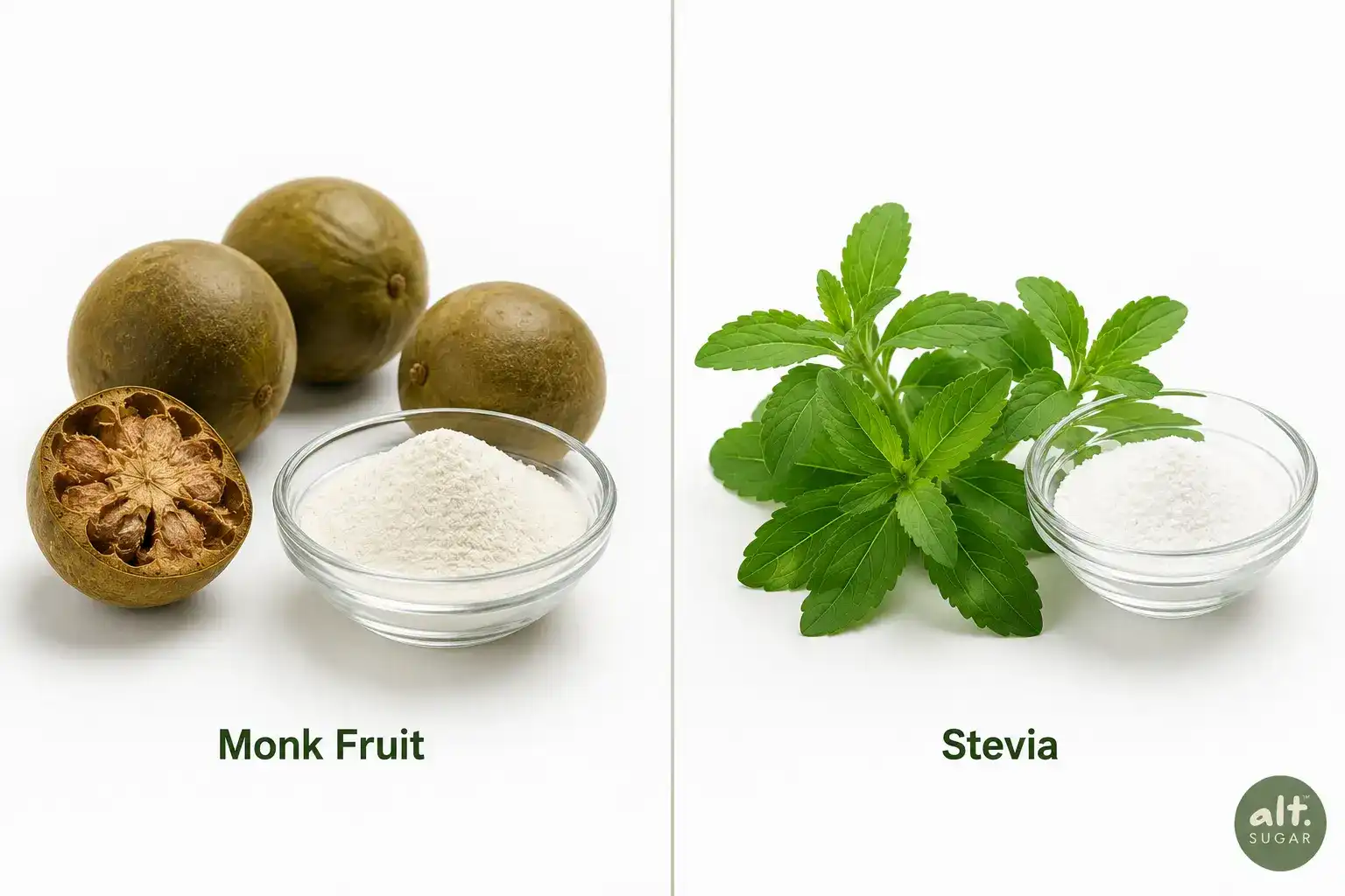 Monk fruit extract and stevia extract natural zero-calorie sweeteners