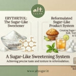 Erythritol hero banner showing a sugar-like sweetening system with clean ingredient cues and a reformulated product.